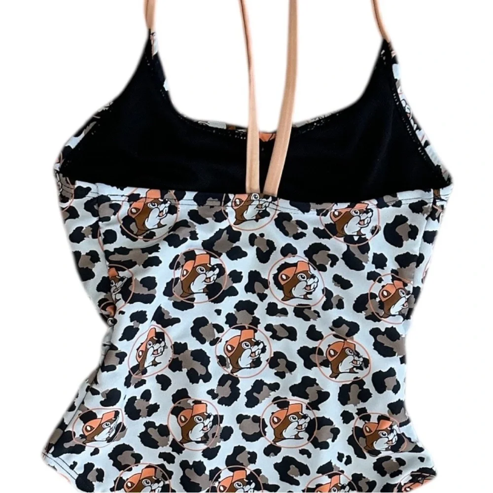 Buc-ee’s Beaver Girls Leopard Print Buc-ee One Piece Bathing Suit Swimsuit